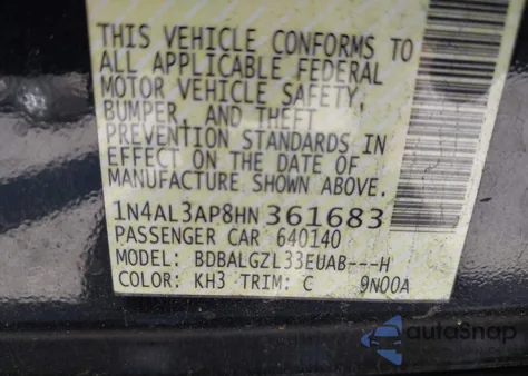 2017 Nissan Altima 2.5 S from USA, damaged, VIN 1N4AL3AP8HN361683